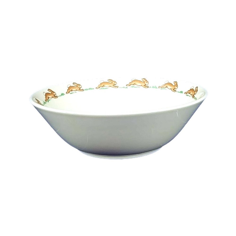 Royal Doulton Bunnykins Child's Coupe Cereal Bowl Gardening #1 Pattern 6" Vtg - Picture 2 of 5